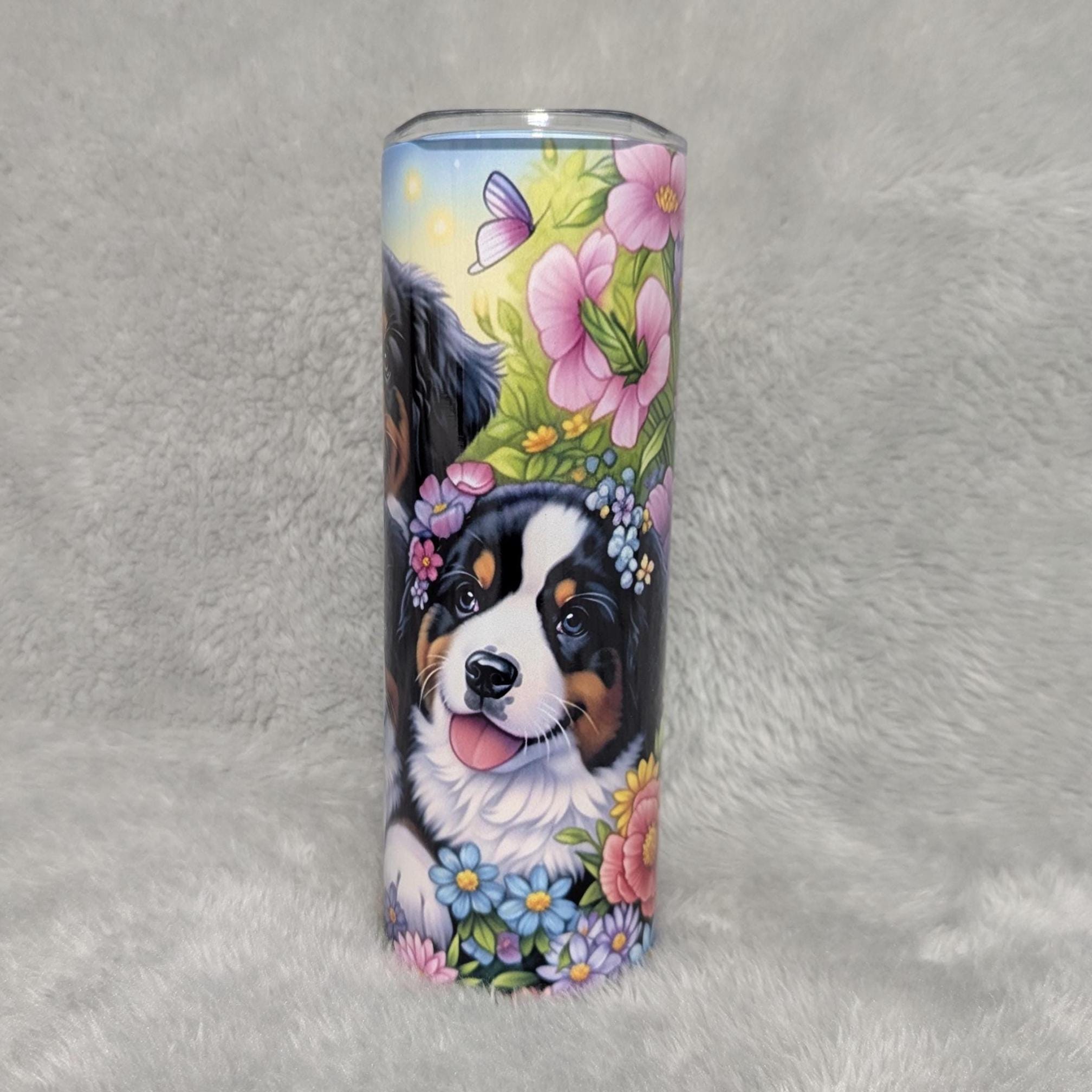 St Bernard Dog Tumbler 20oz With Reusable Straw, Can Be Personalized