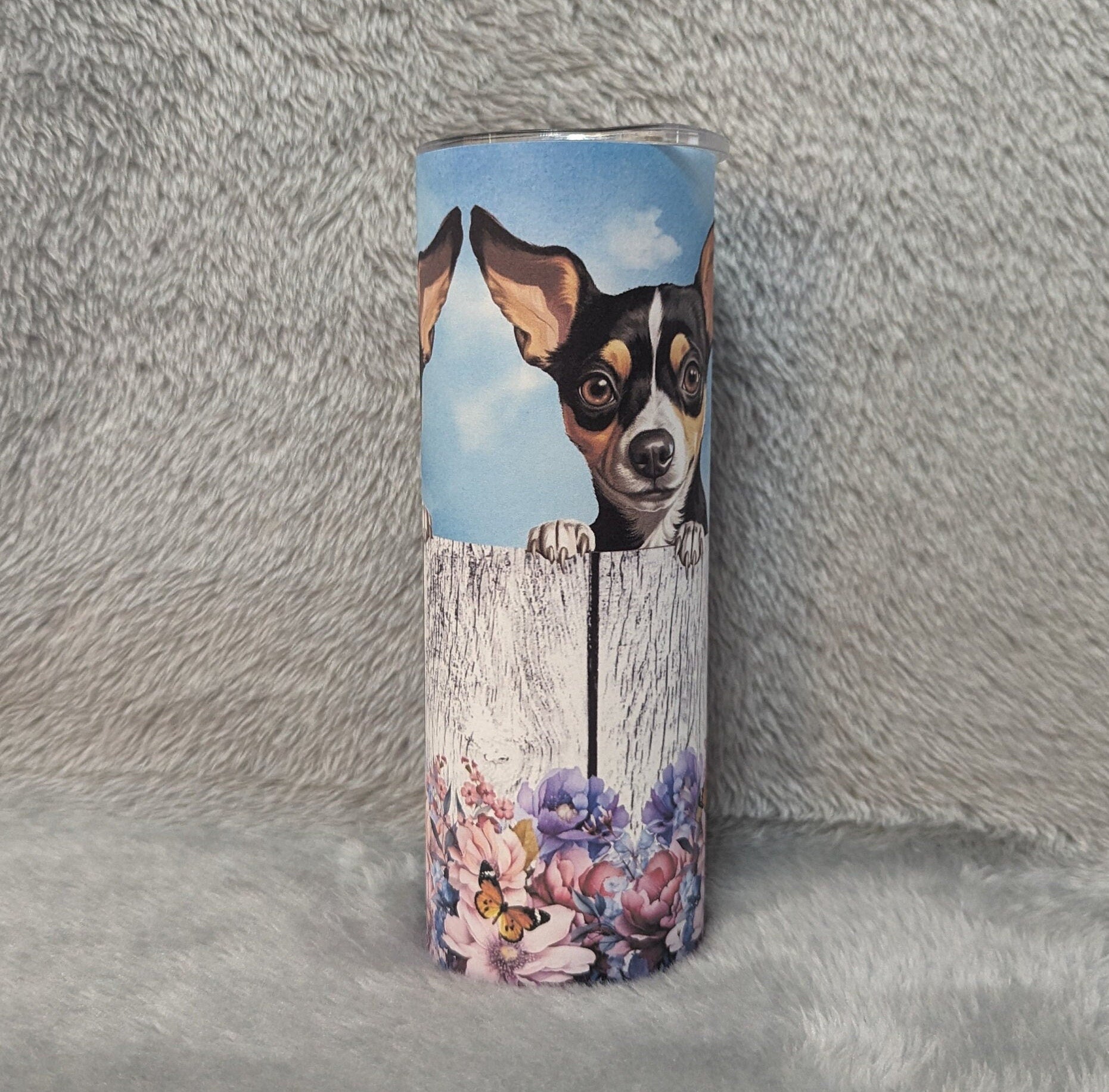 Adorable Terrier Dog Tumbler 20oz With Reusable Straw, Can Be Personalized