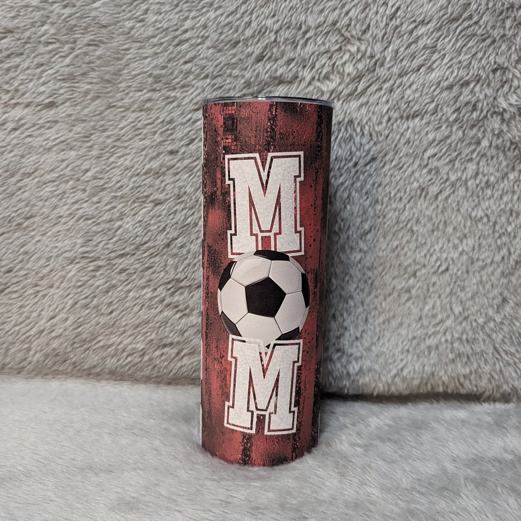 Soccer Mom Tumbler with a Glitter Design 20oz With Reusable Straw