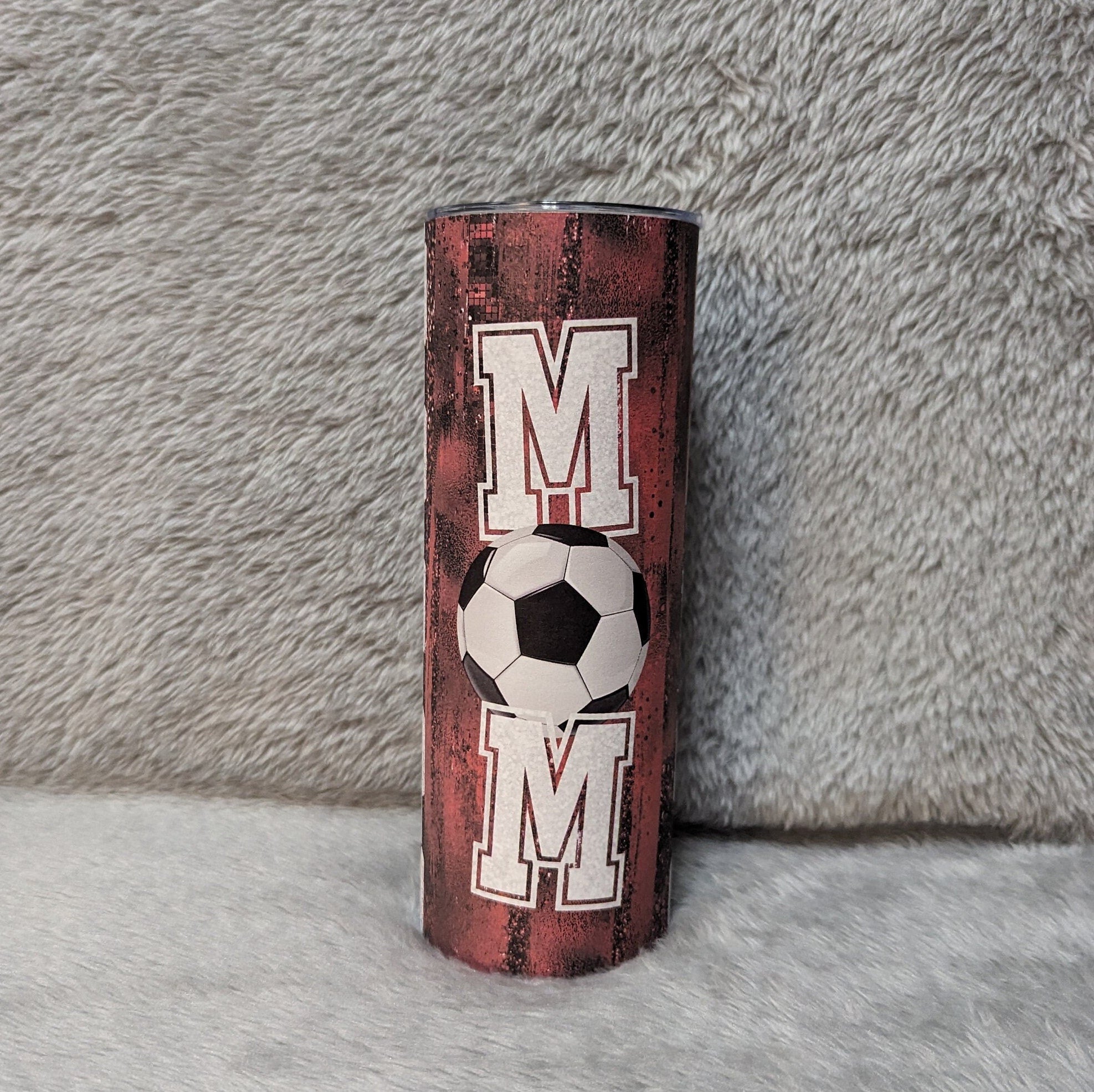 Soccer Mom Tumbler with a Glitter Design 20oz With Reusable Straw