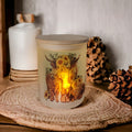 Glass Highland Cow Candle Holder With A Battery Operated Flickering Tea Light