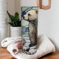 Polar Bear Tumbler with Stained Glass Design 20oz With Reusable Straw, Can Be Personalized