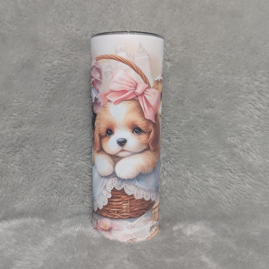 Puppy Tumbler 20oz With Reusable Straw, Can Be Personalized