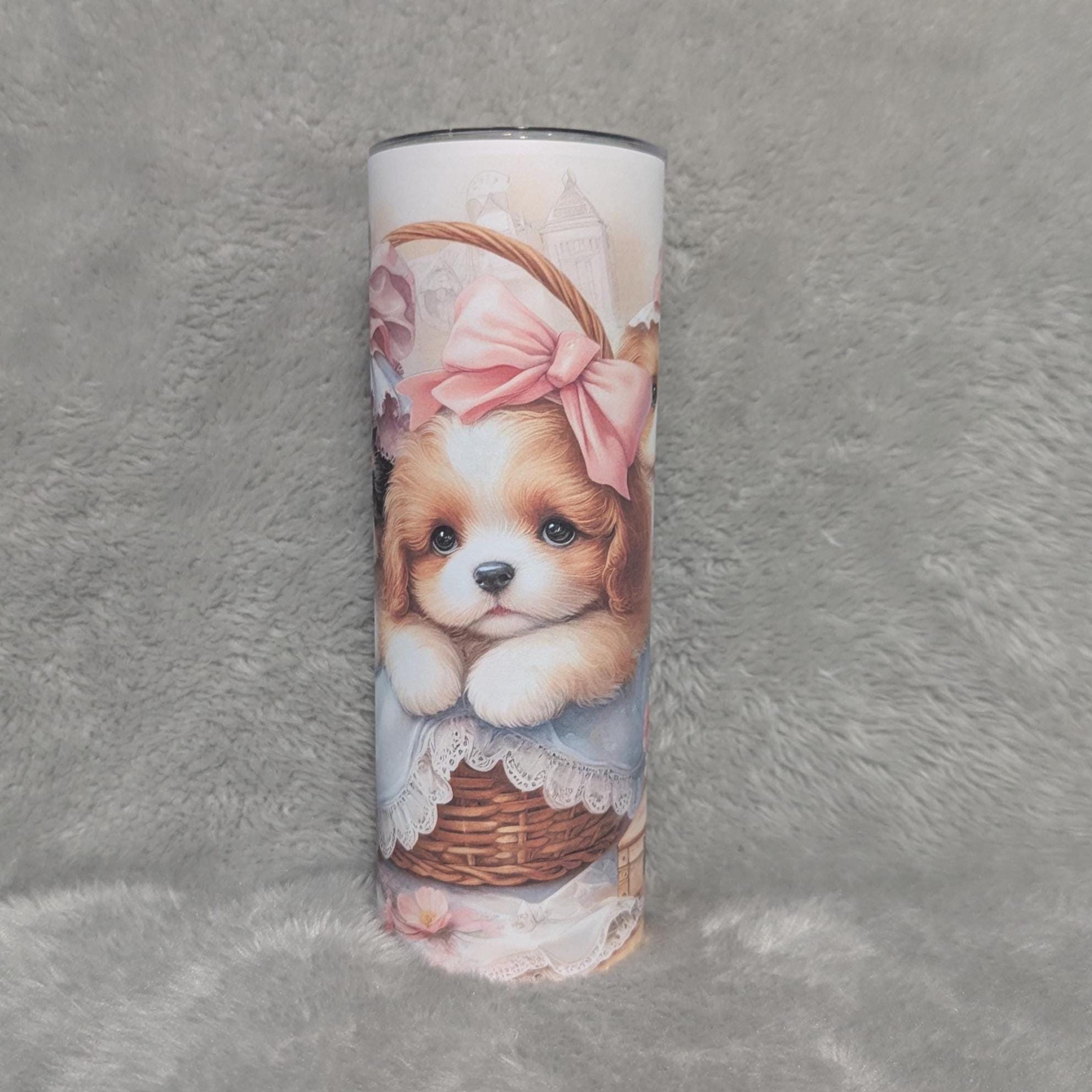 Puppy Tumbler 20oz With Reusable Straw, Can Be Personalized