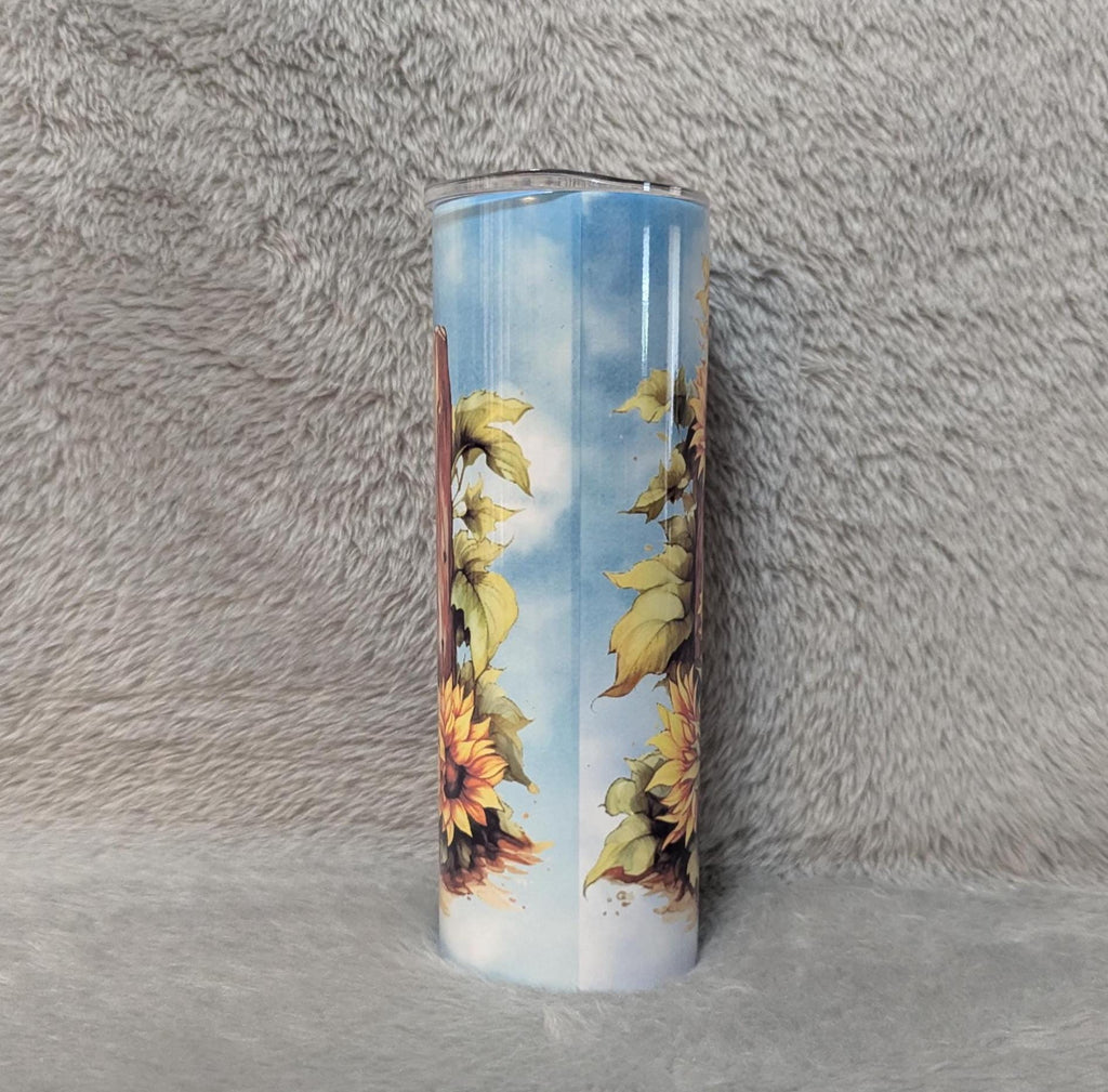 Sunflower Hedgehog Tumbler 20oz With Reusable Straw, Can Be Personalized