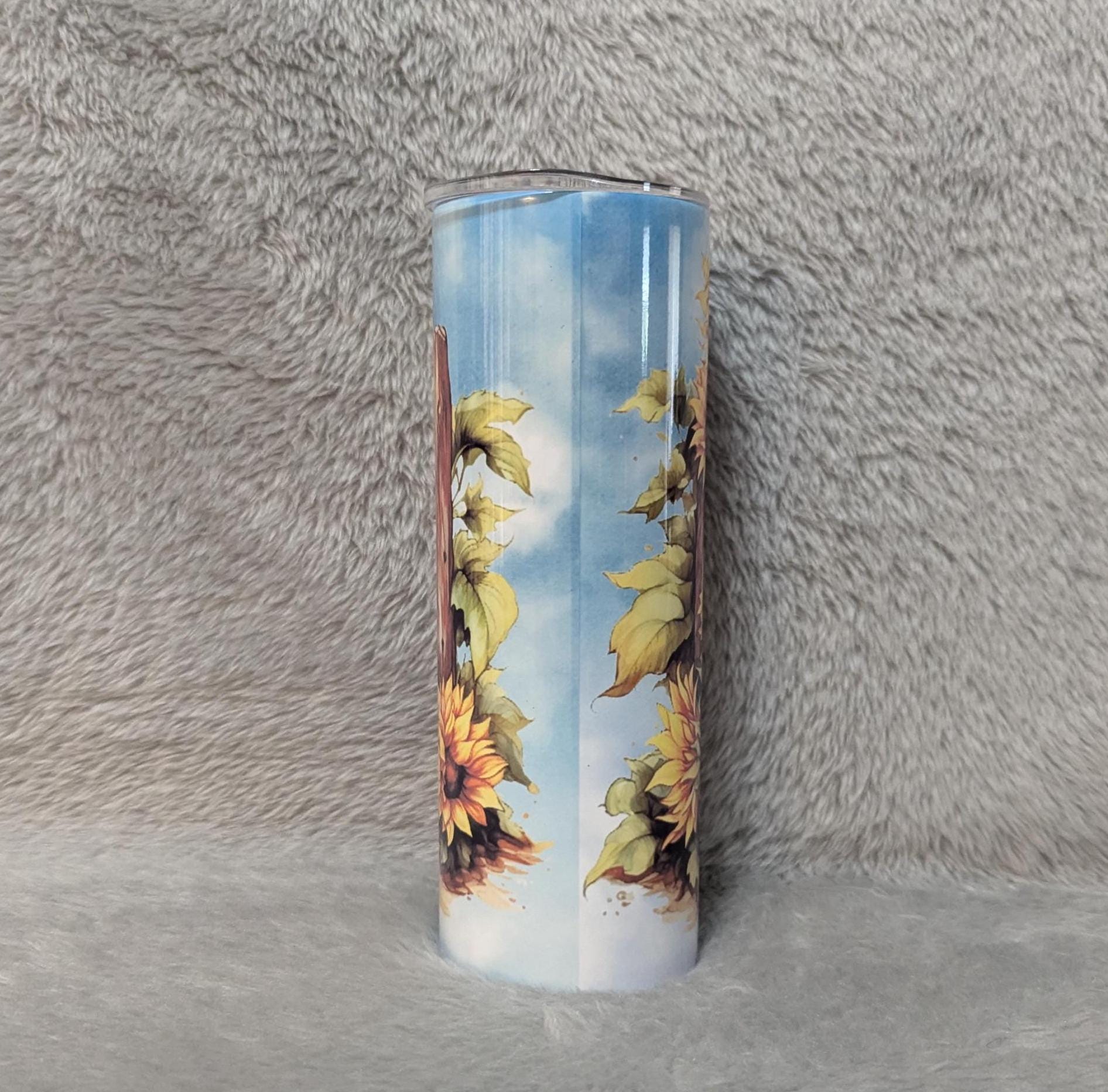 Sunflower Hedgehog Tumbler 20oz With Reusable Straw, Can Be Personalized