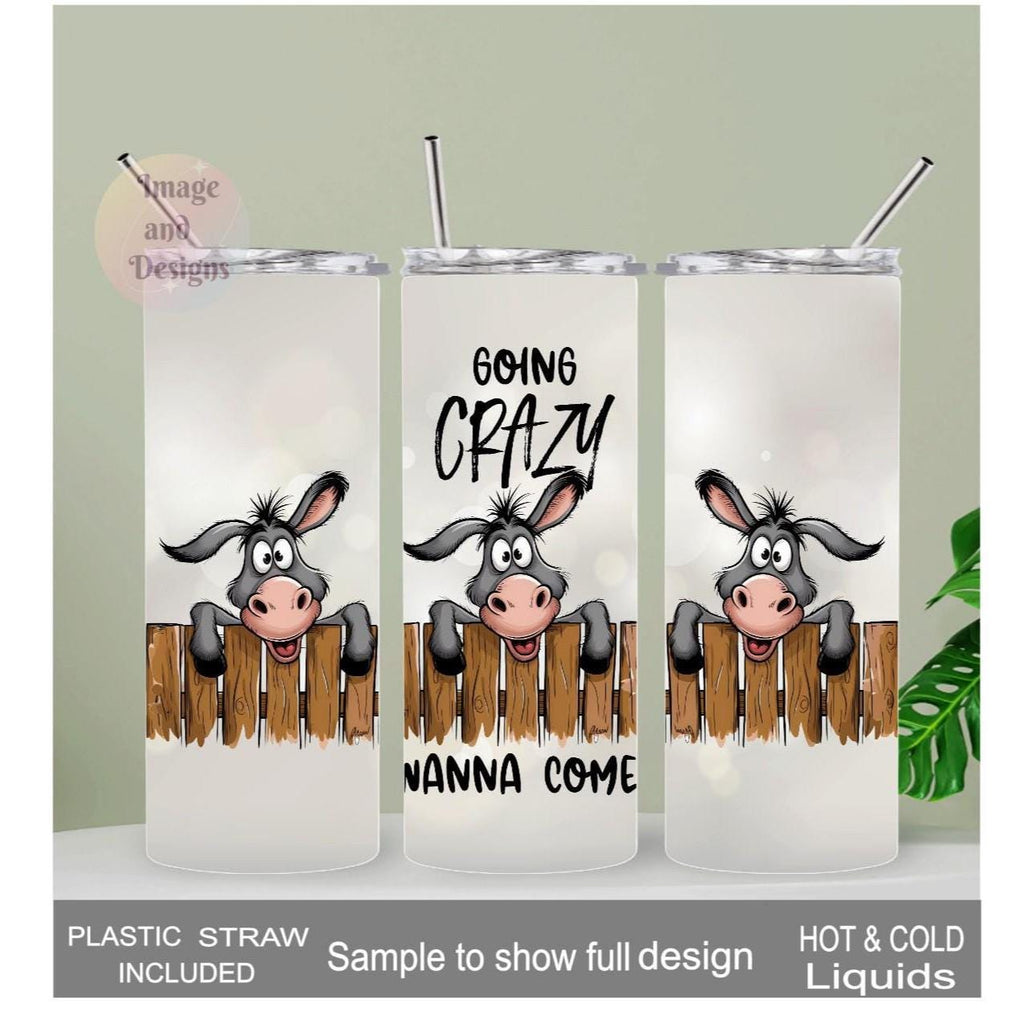 Funny Donkey Tumbler 20oz With Reusable Straw, Can Be Personalized