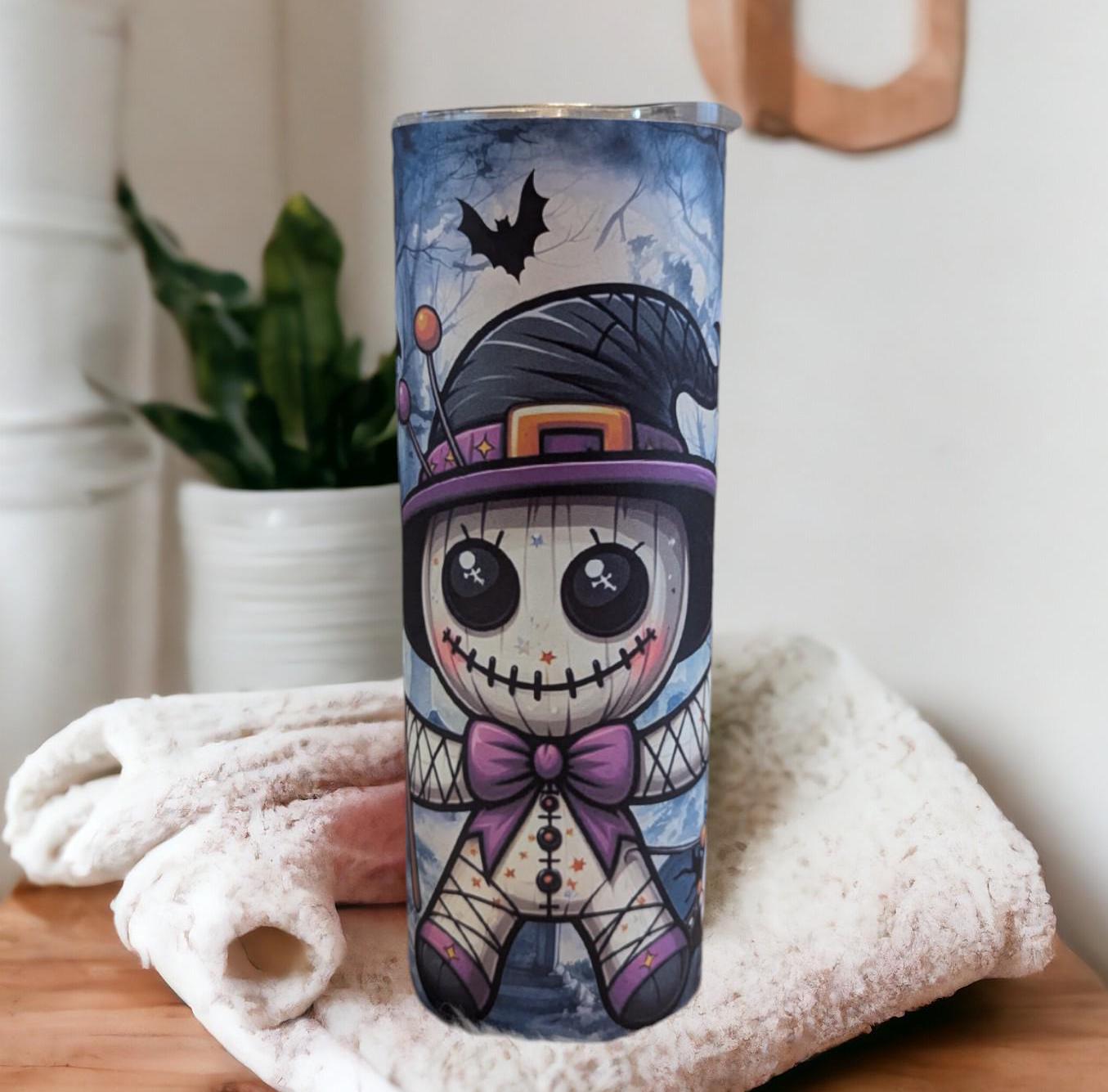Halloween Voodoo Mummy Tumbler 20oz With Reusable Straw, Can Be Personalized