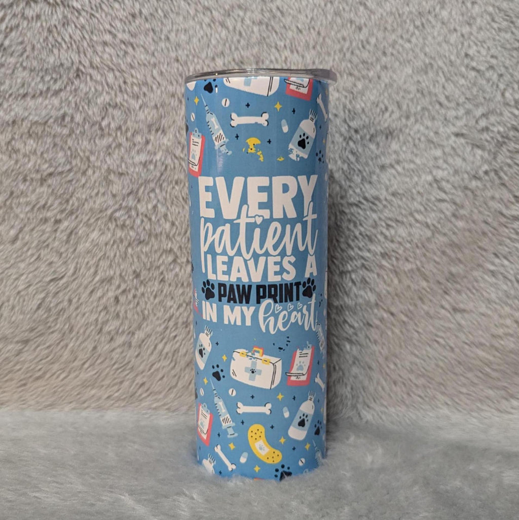 Veterinarian Tumbler 20oz With Reusable Straw - Every Patient Leaves A Paw print In My Heart Vet Tumbler