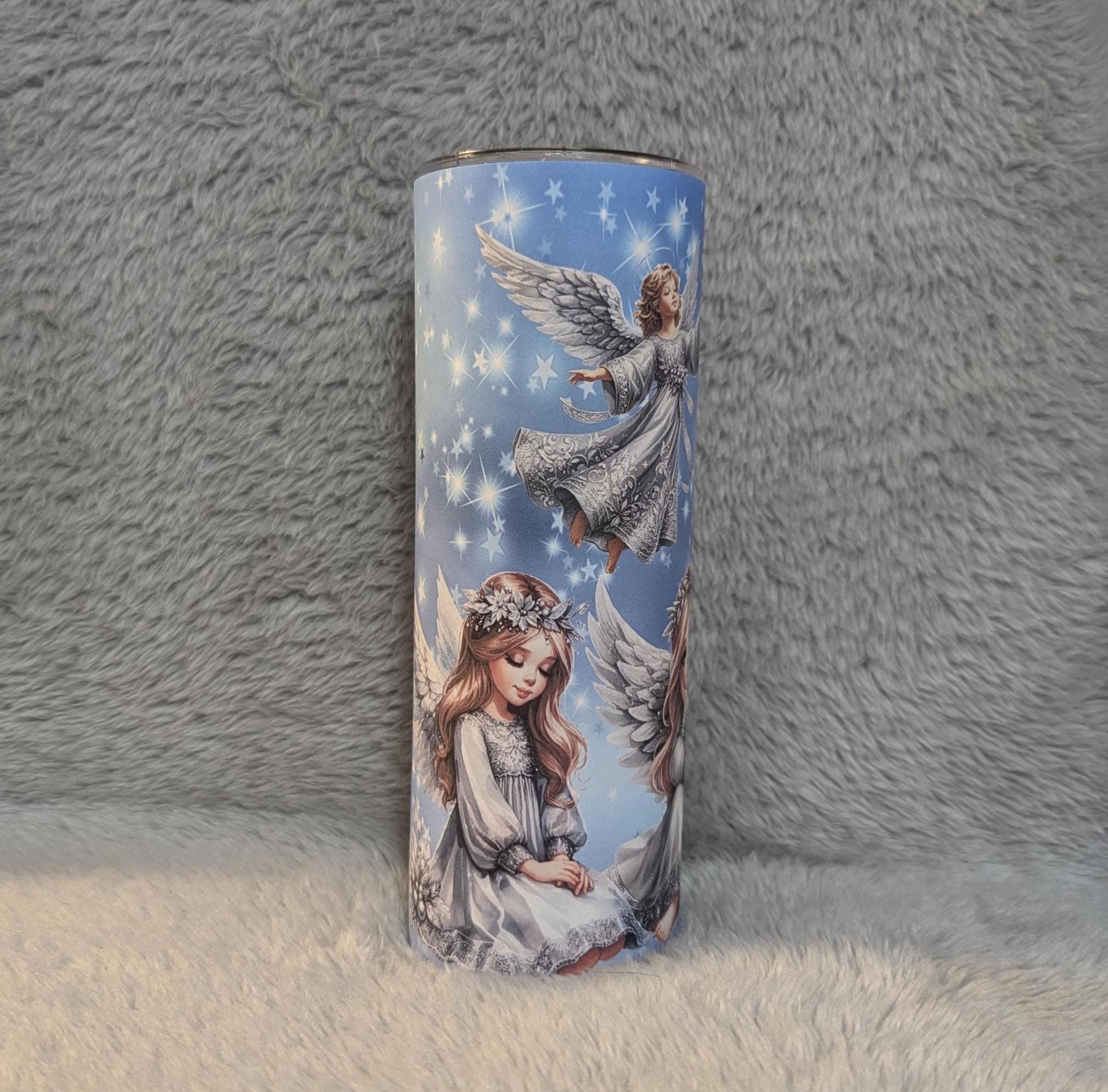 Christmas Angel Tumbler 20oz With Reusable Straw, Can Be Personalized