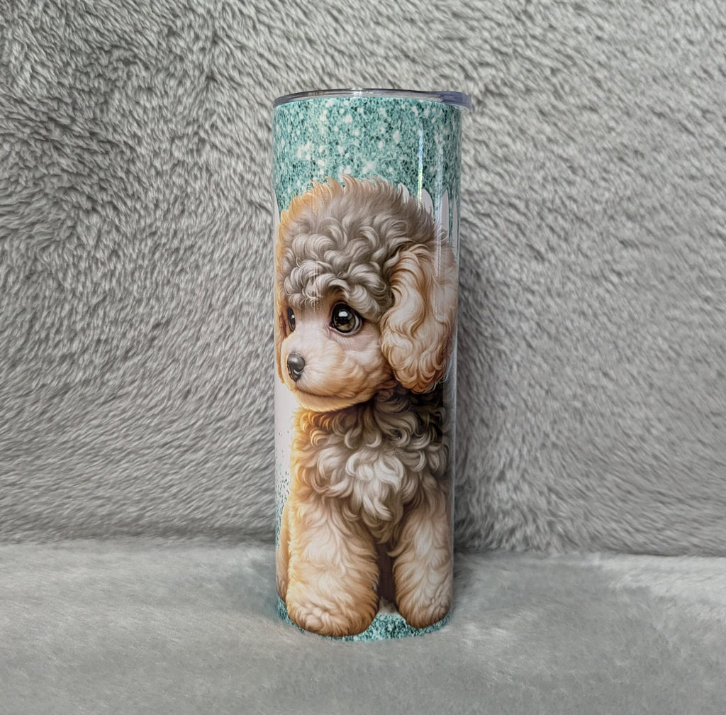 Pretty Poodle Tumbler 20oz With Reusable Straw, Can Be Personalized