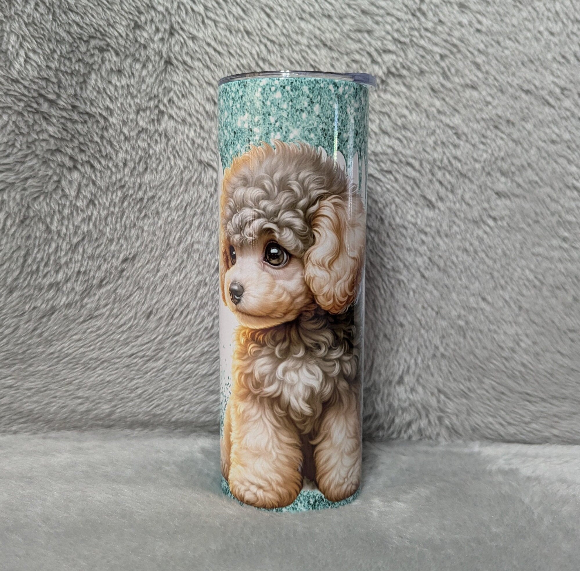 Pretty Poodle Tumbler 20oz With Reusable Straw, Can Be Personalized