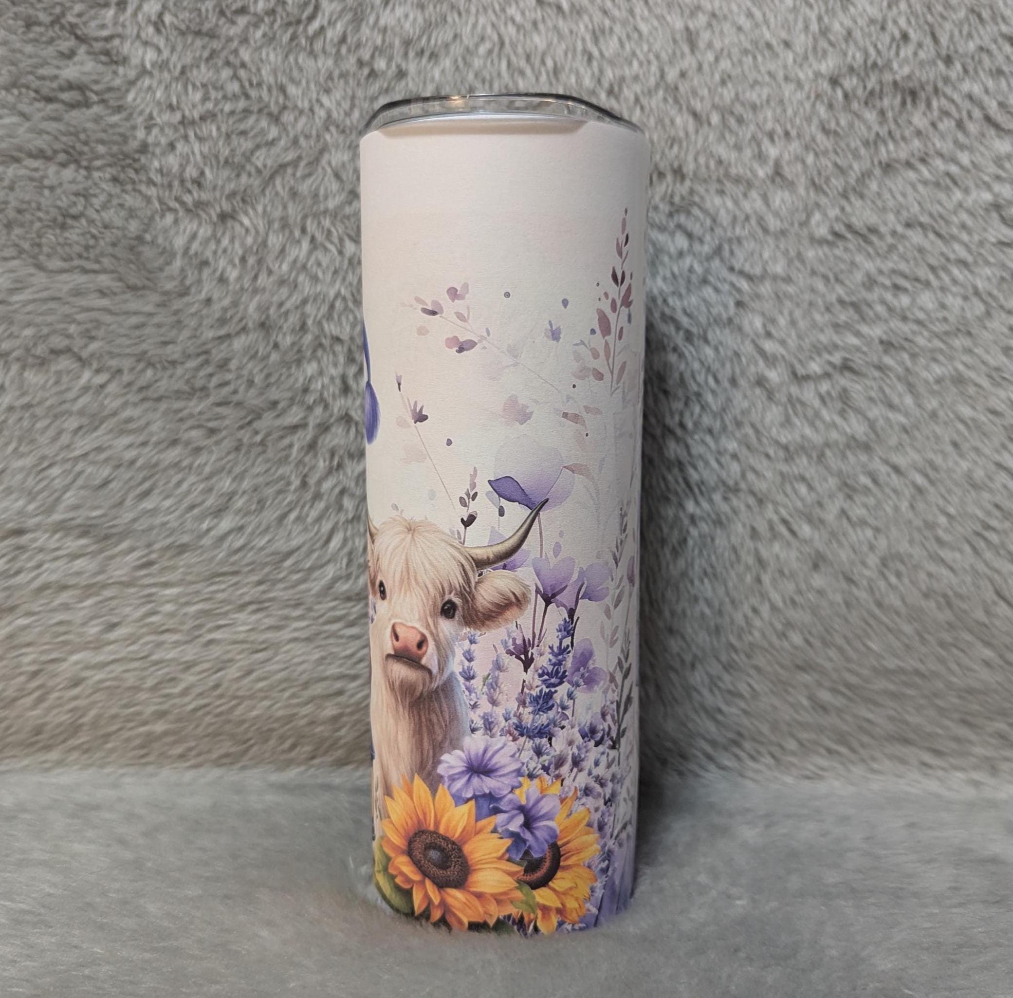 Gnome With Highland Cow Tumbler 20oz With Reusable Straw, Can Be Personalized