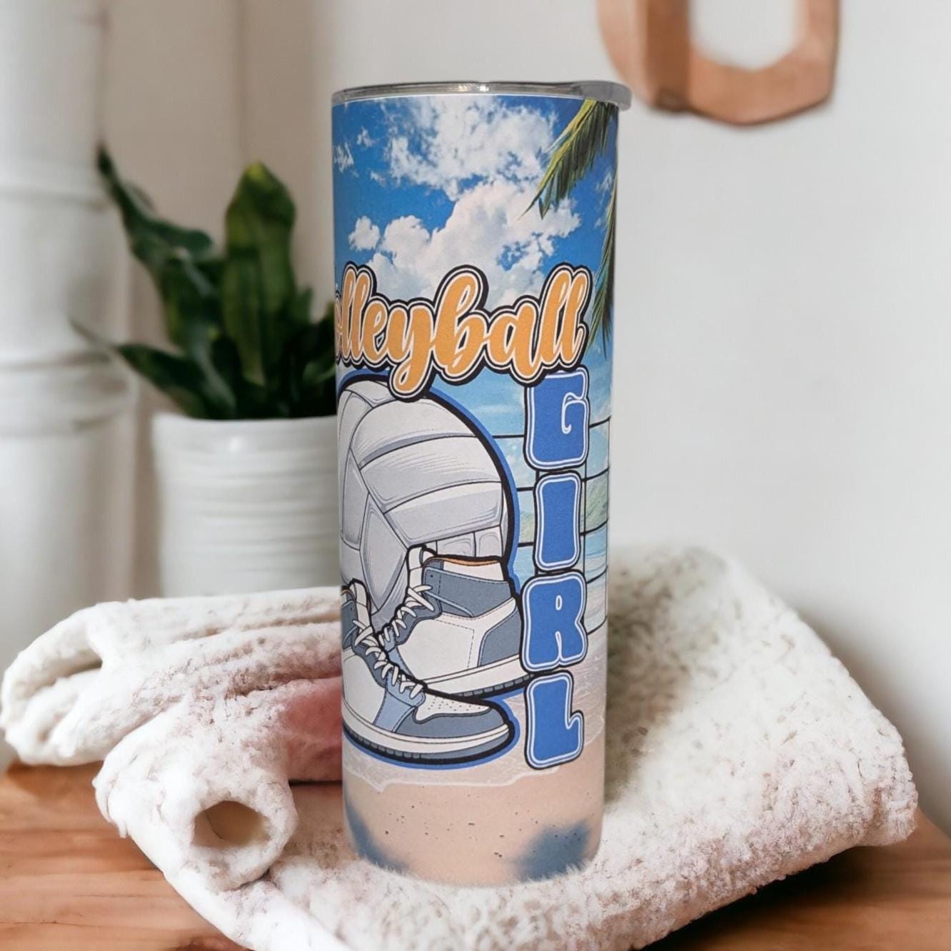 Volleyball Girl Tumbler 20oz With Reusable Straw, Can Be Personalized