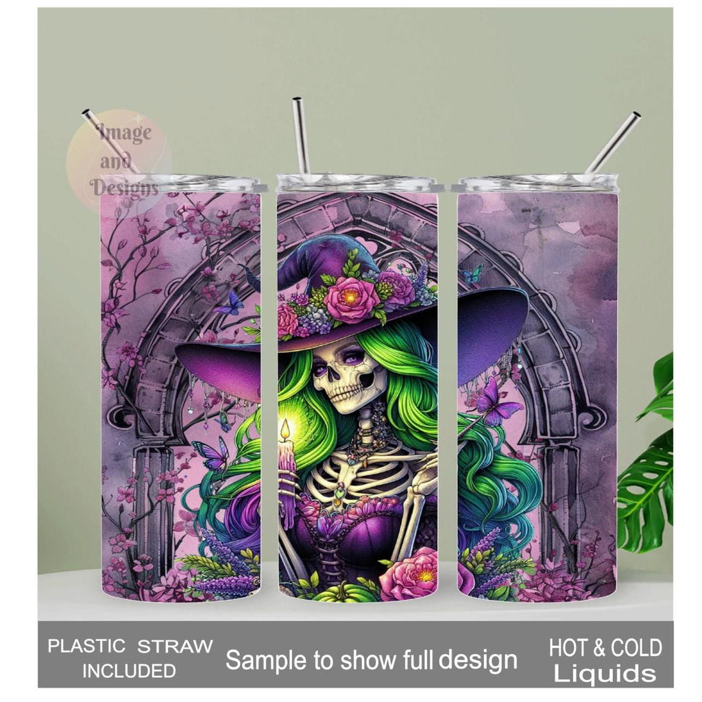 Witch Tumbler 20oz With Reusable Straw, Can Be Personalized