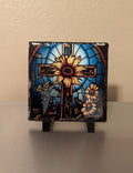 Religious Slate Cross Picture With Display Legs