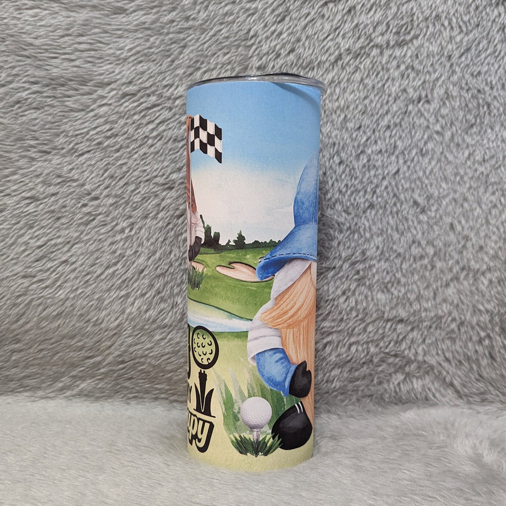 Golf Is My Therapy Gnome Tumbler 20oz With Reusable Straw