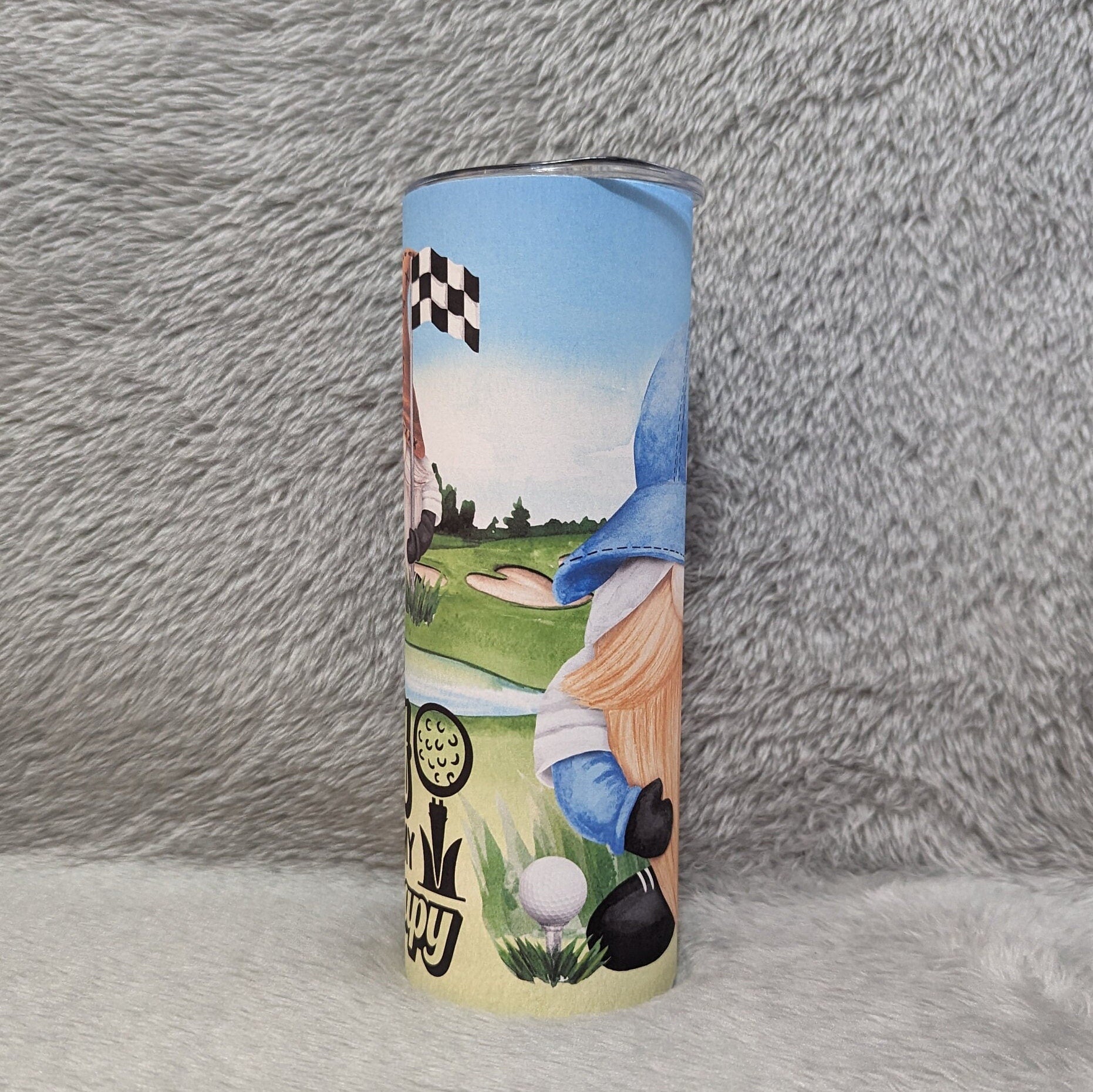 Golf Is My Therapy Gnome Tumbler 20oz With Reusable Straw
