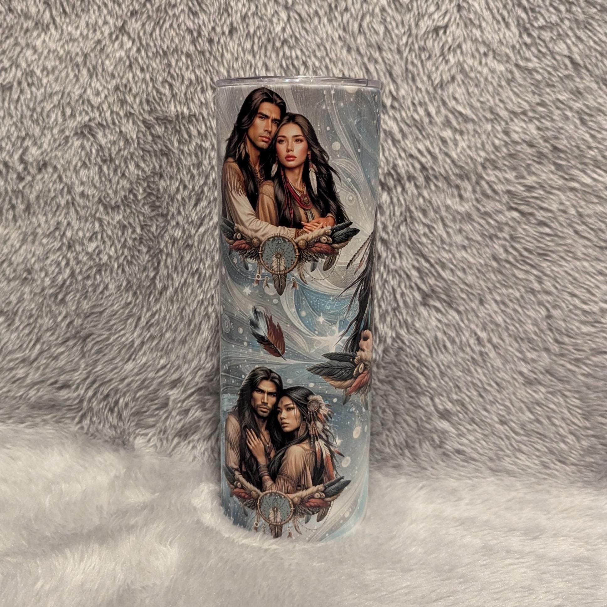 Native American Indian Tumbler 20oz With Reusable Straw