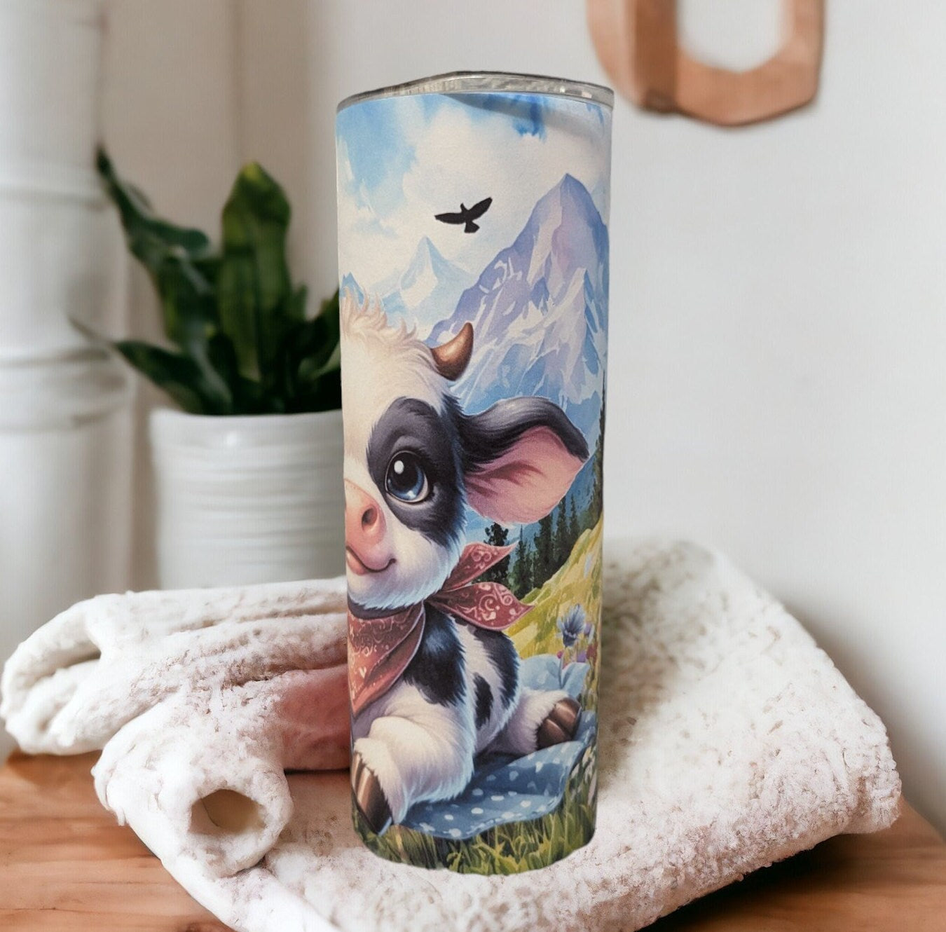 Cute Cow Tumbler With A Calf 20oz With Reusable Straw, Can Be Personalized