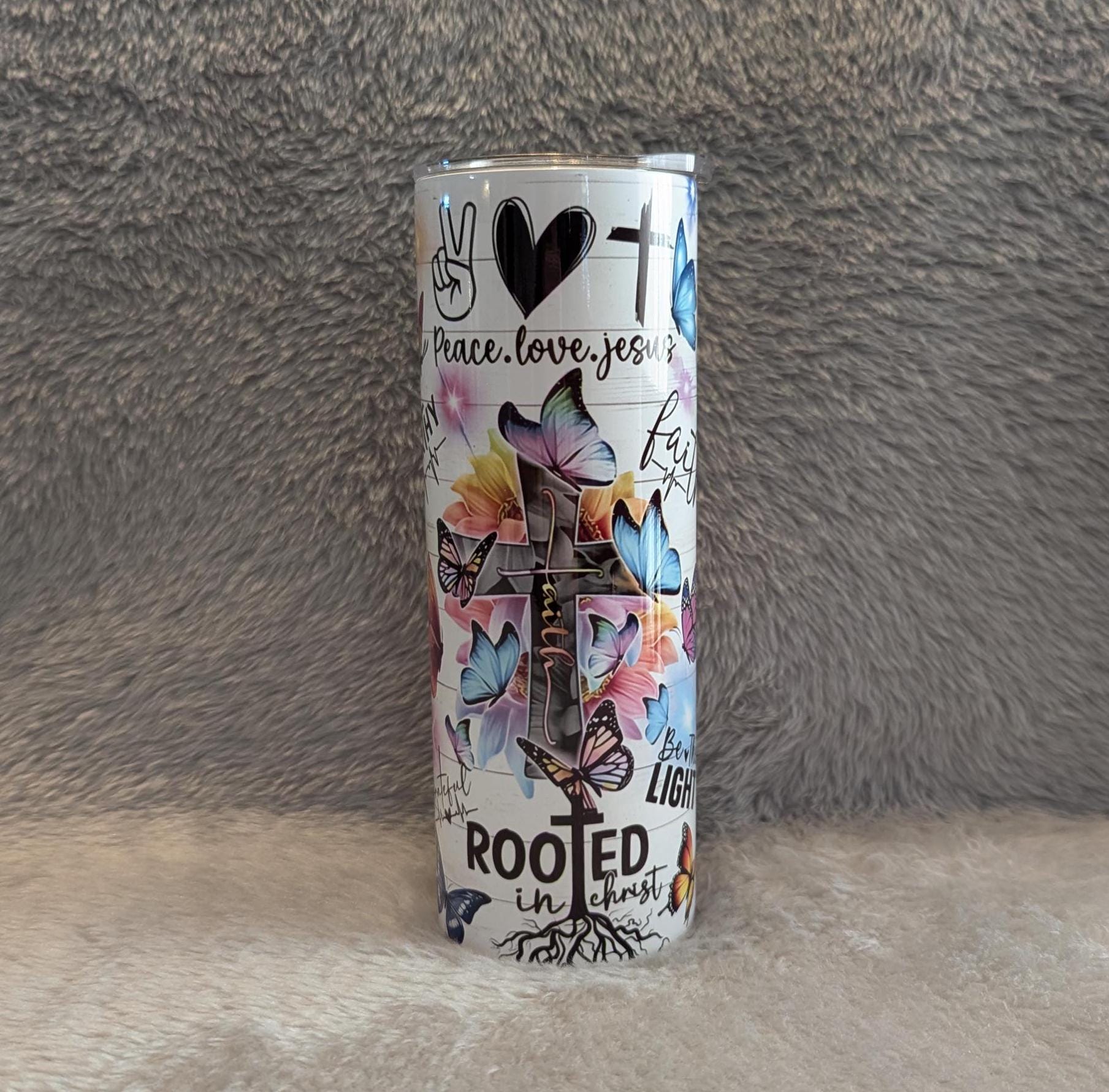 Religious Inspirational Tumbler 20oz With Reusable Straw