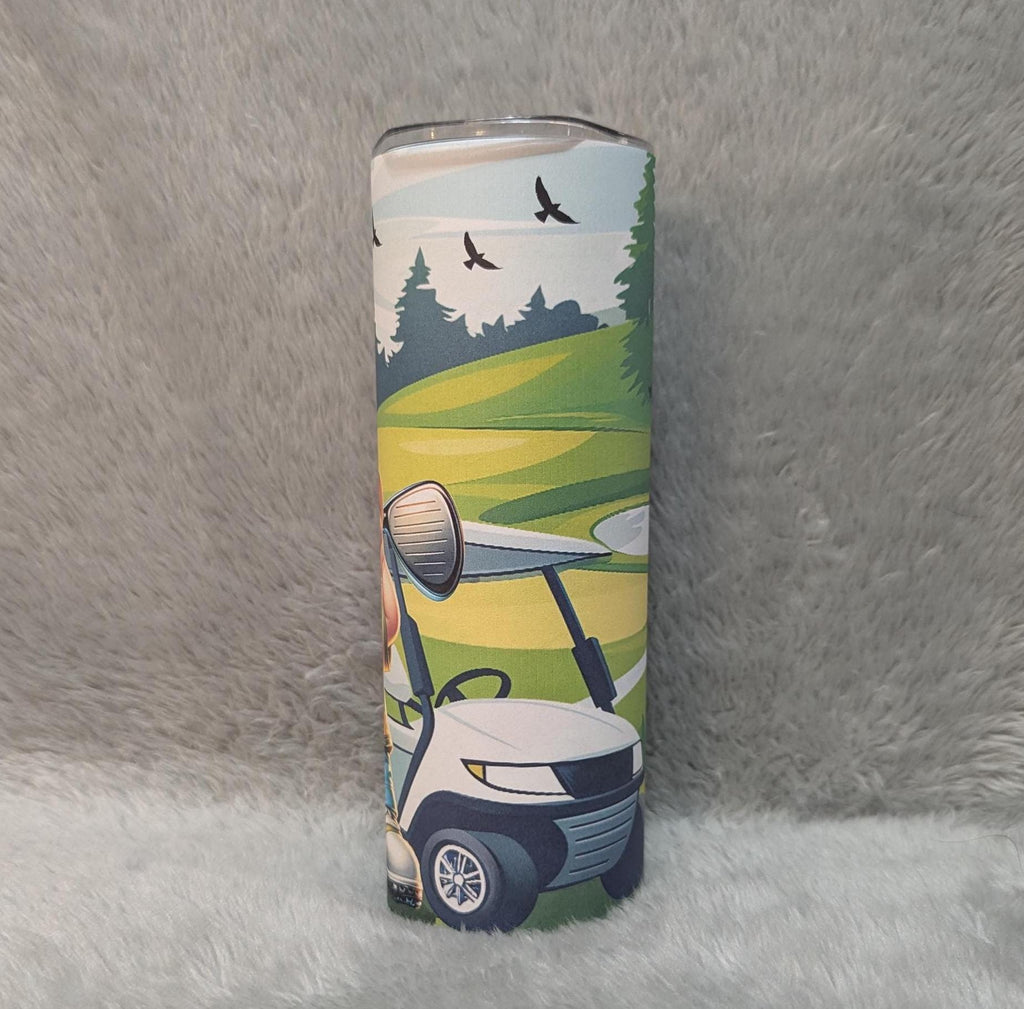 Golfing Gnome Tumbler 20oz With Reusable Straw, Can Be Personalized
