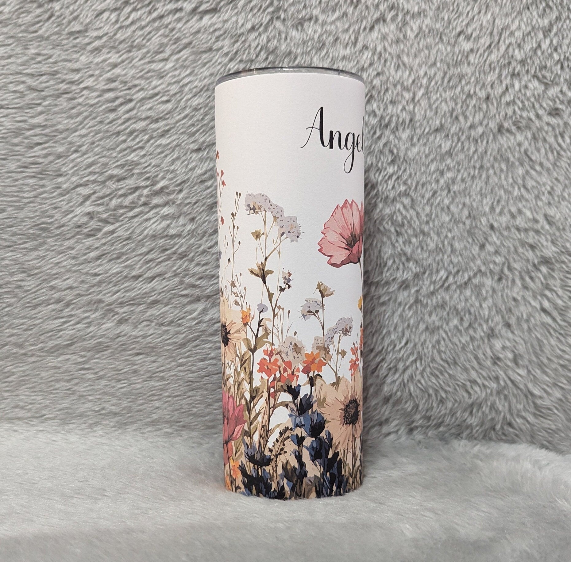 Flower Tumbler 20oz With Reusable Straw, Can Be Personalized