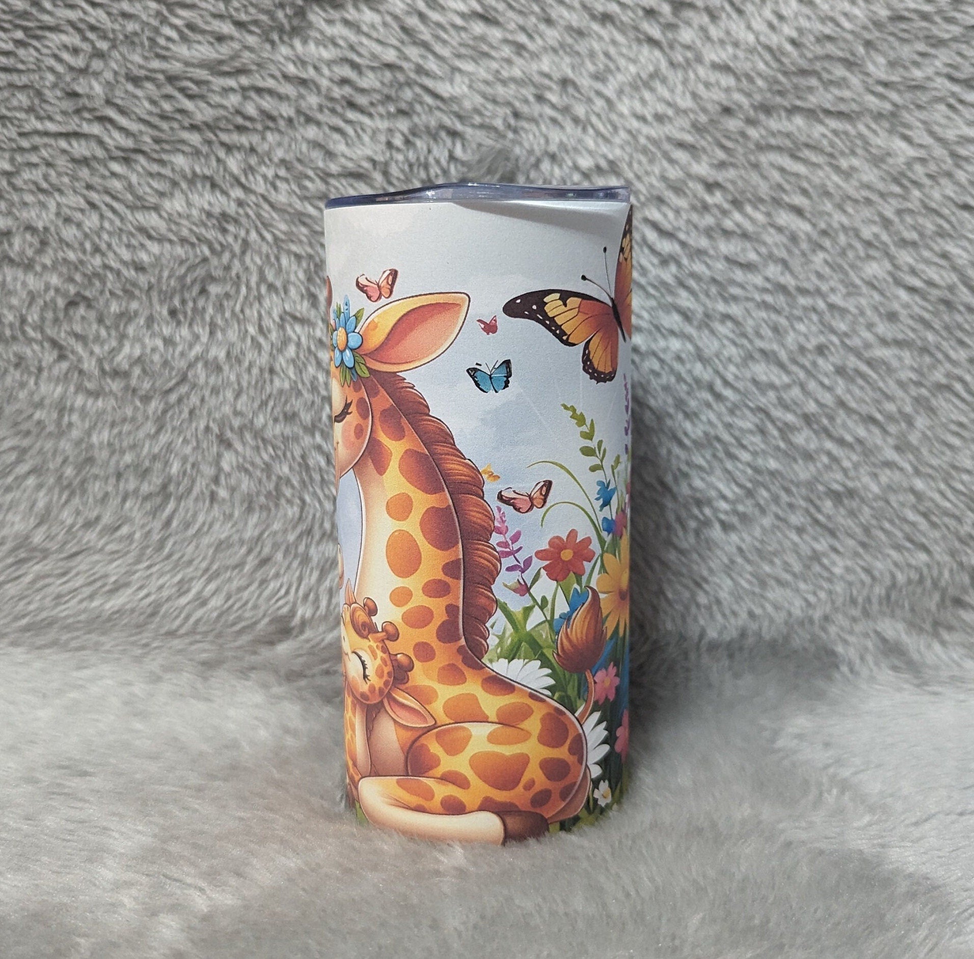 Kids Giraffe Tumbler 15oz With Reusable Straw, Can Be Personalized