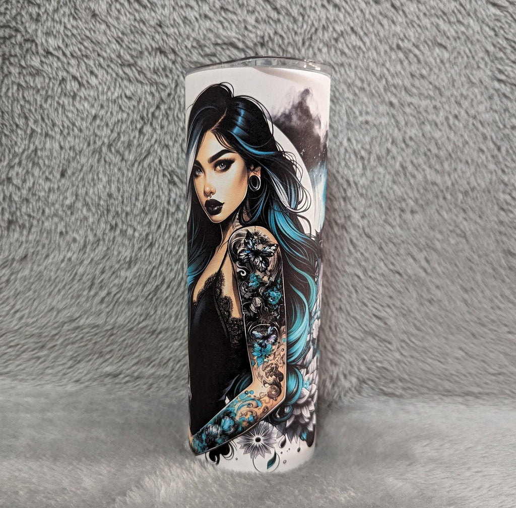 Good Heart Bad Temper Girl Tumbler 20oz With Reusable Straw, Can Be Personalized