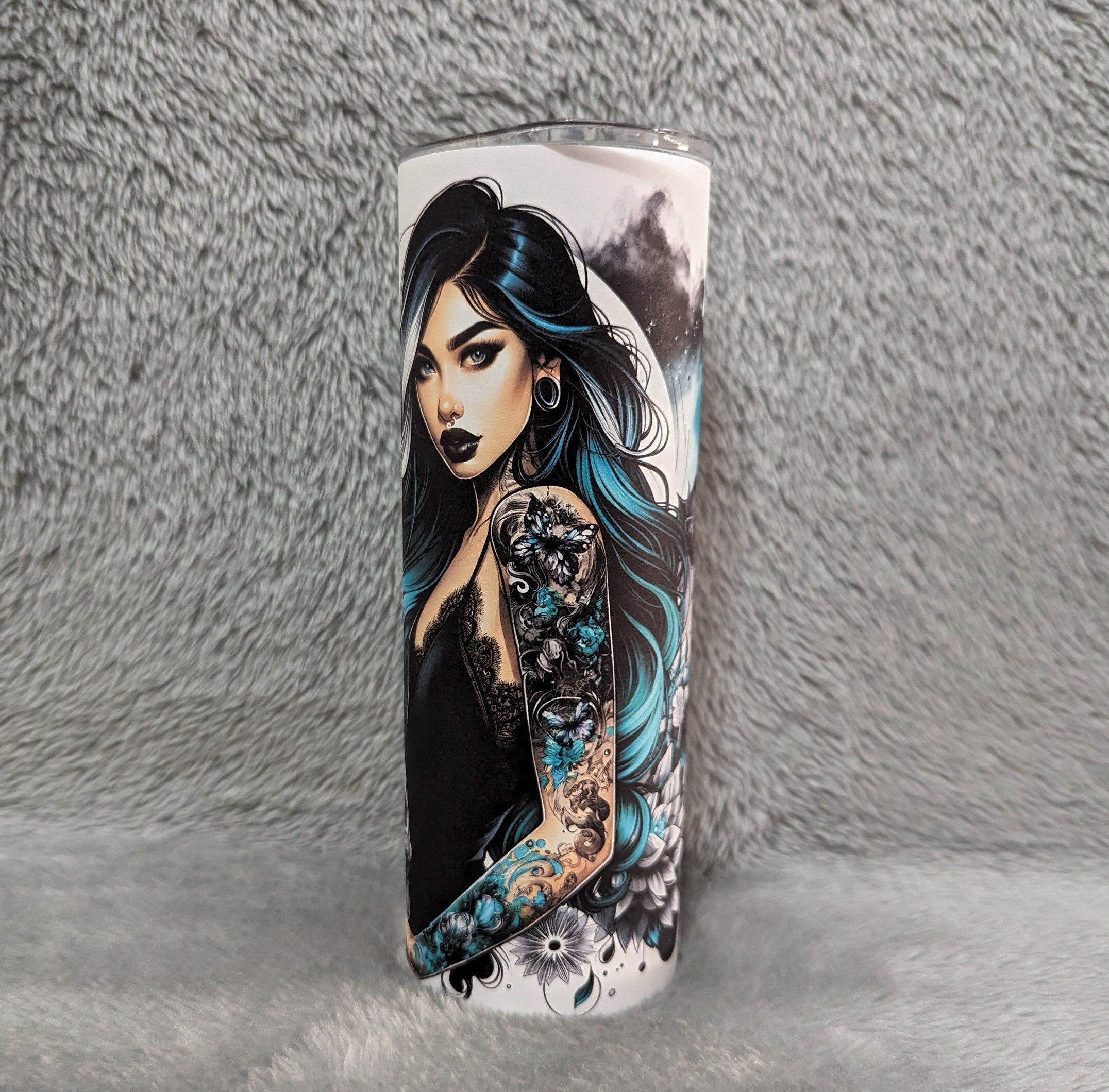 Good Heart Bad Temper Girl Tumbler 20oz With Reusable Straw, Can Be Personalized