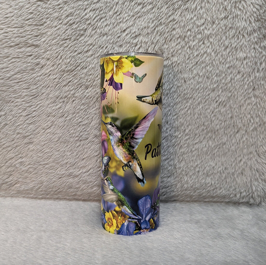 Hummingbird Tumbler 20oz With Reusable Straw, Can Be Personalized