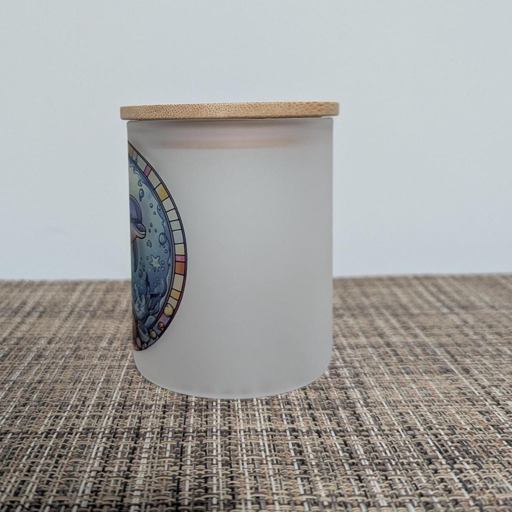 Dolphin With A Stained Glass Design Candle Holder - Includes A Battery Operated Flickering Tea Light
