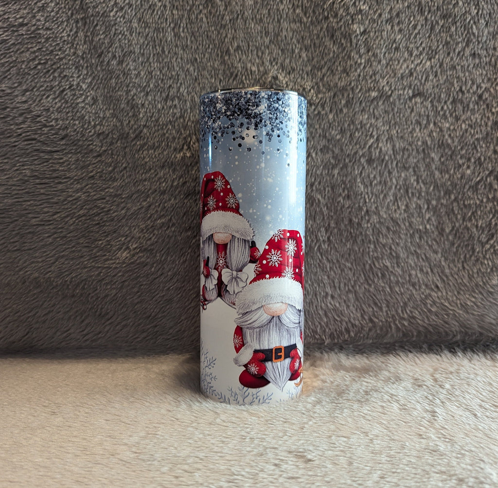 Skiing Gnomes Tumbler 20oz With Reusable Straw