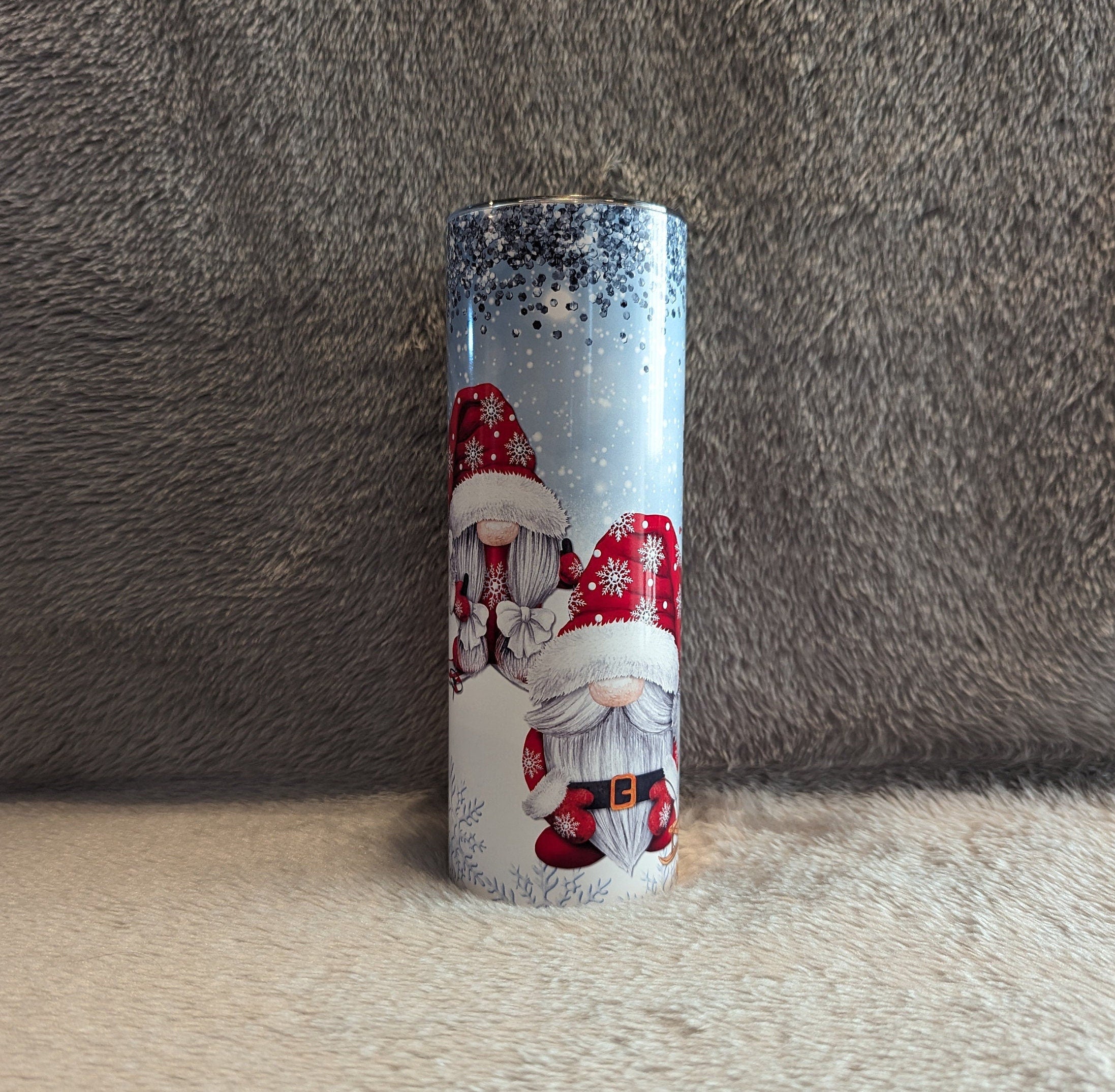 Skiing Gnomes Tumbler 20oz With Reusable Straw