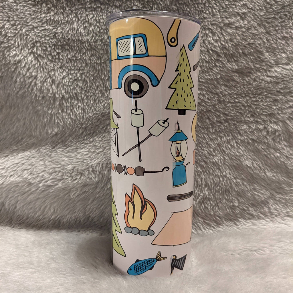 Camping Tumbler 20oz With Reusable Straw, Can Be Personalized