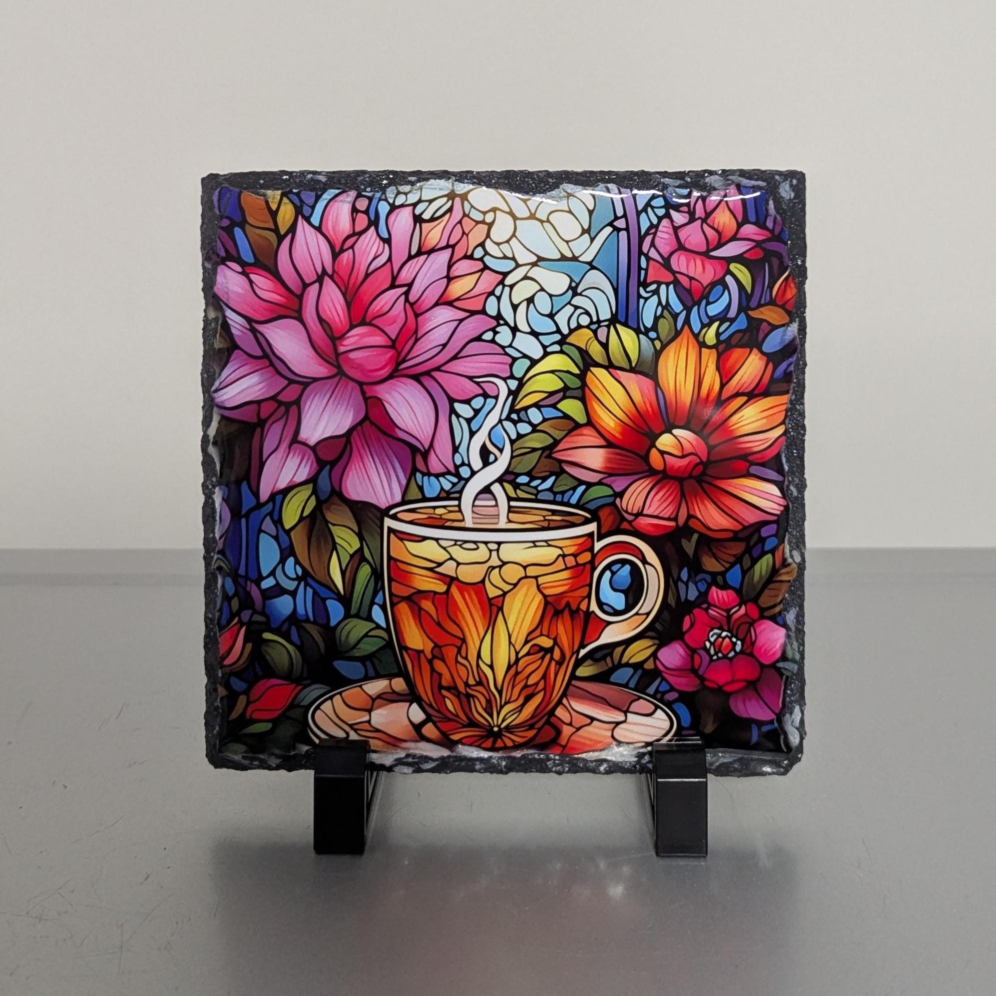 Colorful Coffee Slate Picture With Display Legs