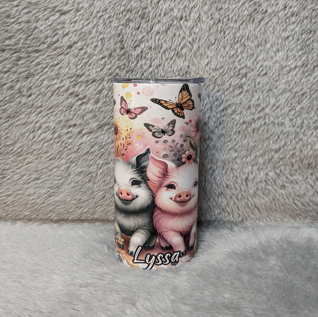Kids Pig Tumbler 15oz With Reusable Straw, Can Be Personalized