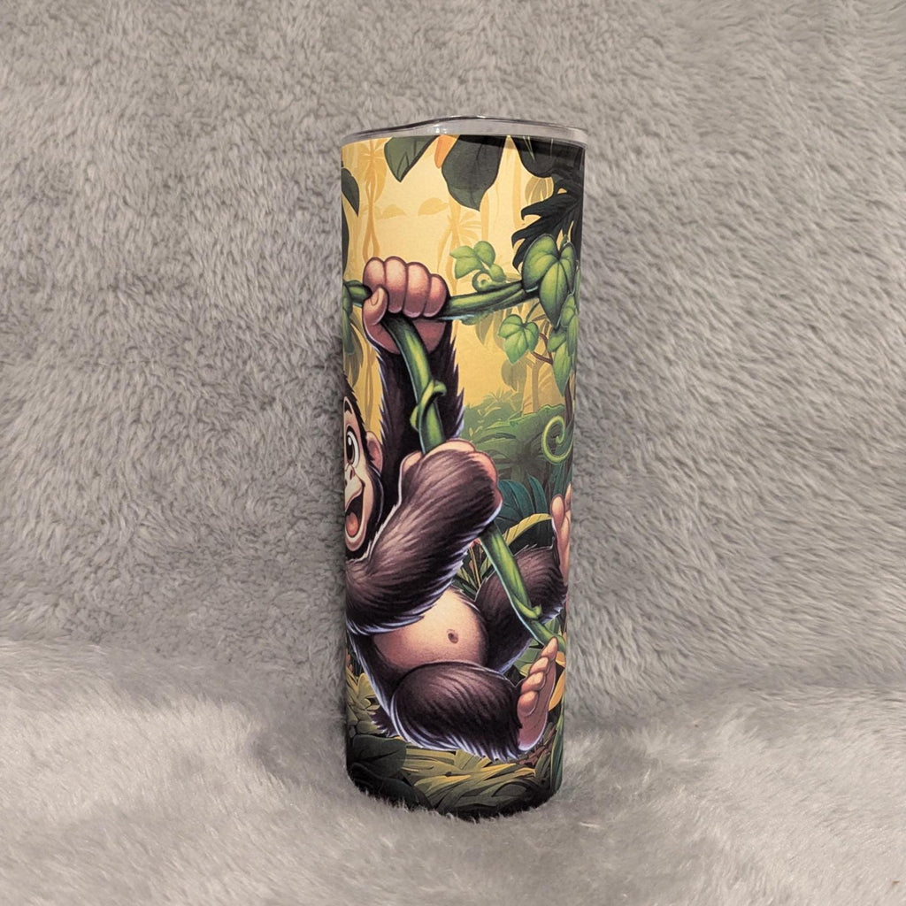 Monkey Tumbler 20oz With Reusable Straw, Can Be Personalized