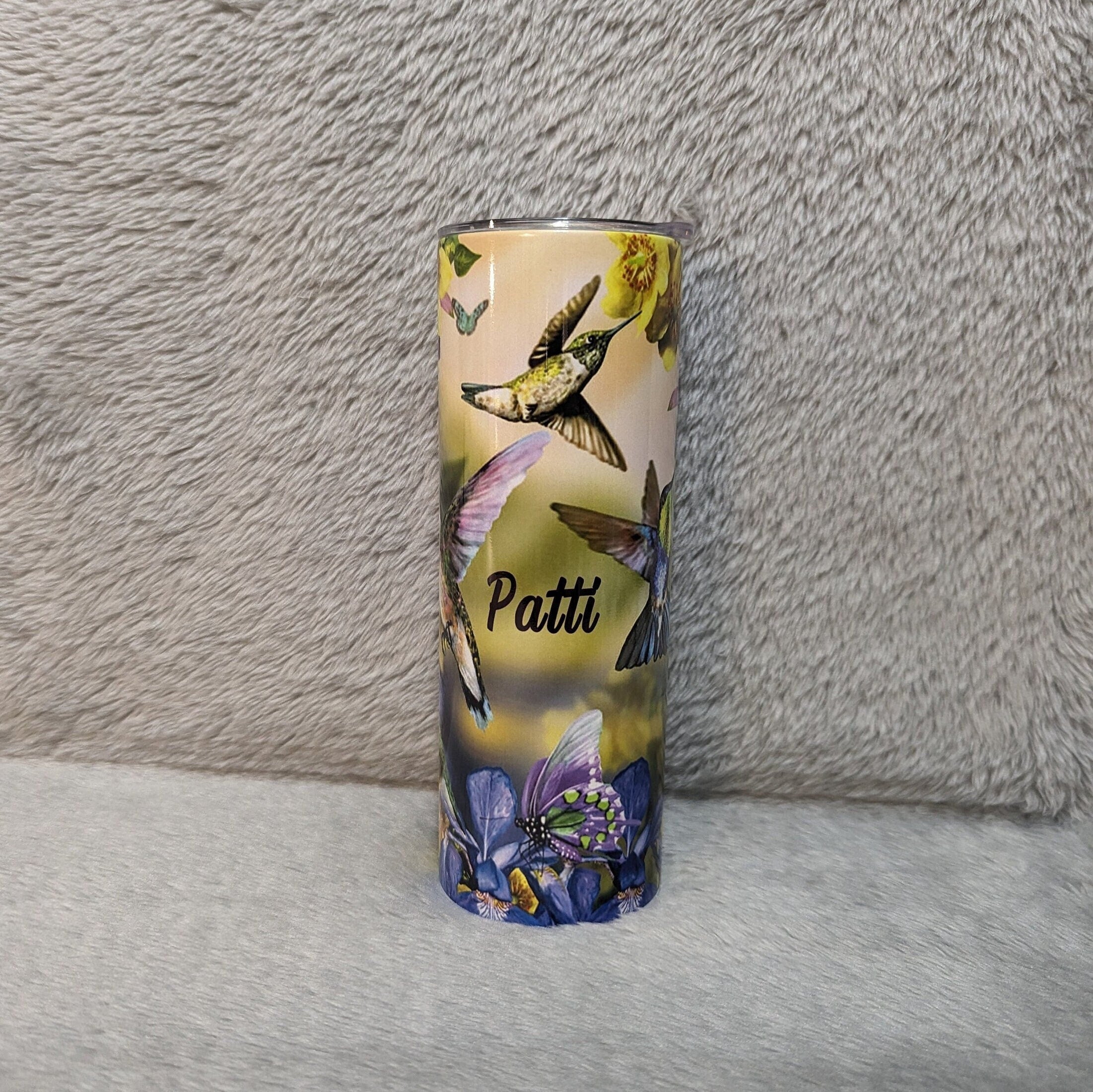 Hummingbird Tumbler 20oz With Reusable Straw, Can Be Personalized