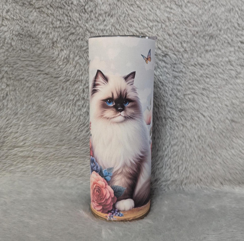 Pretty Ragdoll Cat Tumbler 20oz With Reusable Straw, Can Be Personalized