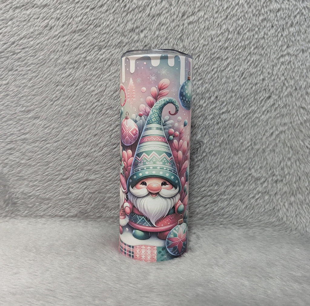 Festive Christmas Gnome Tumbler 20oz With Reusable Straw, Can Be Personalized
