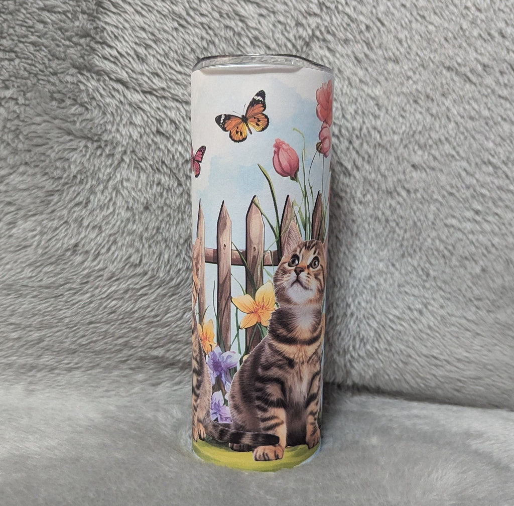 Kitten Tumbler 20oz With Reusable Straw, Can Be Personalized