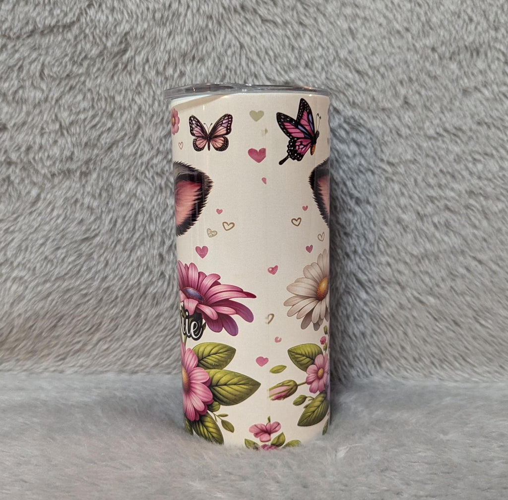 Kids Cow Tumbler with a Calf With Her Purple Bow and Flowers 15oz With Reusable Straw, Can Be Personalized