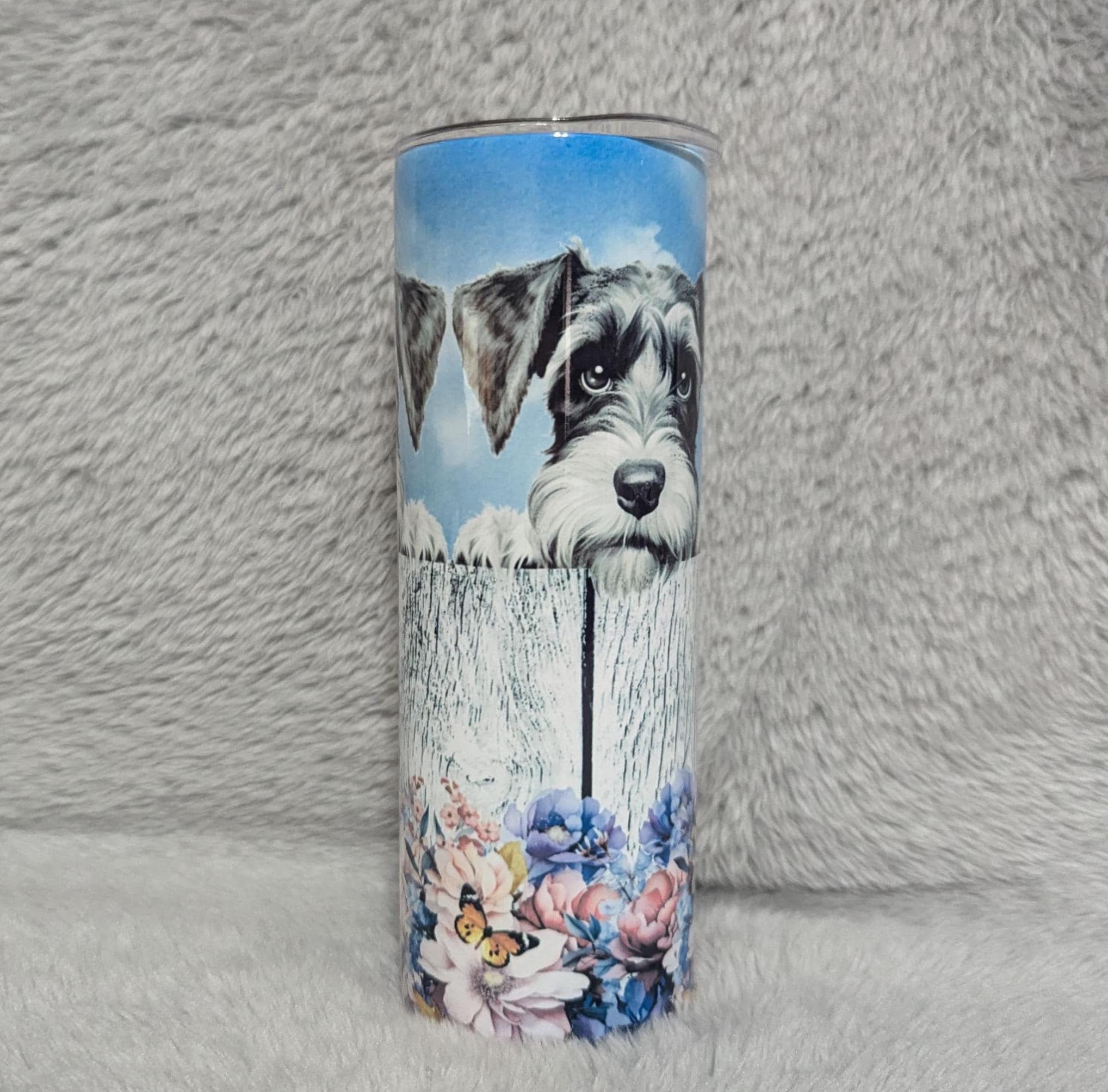 Adorable Schnauzer Tumbler 20oz With Reusable Straw, Can Be Personalized