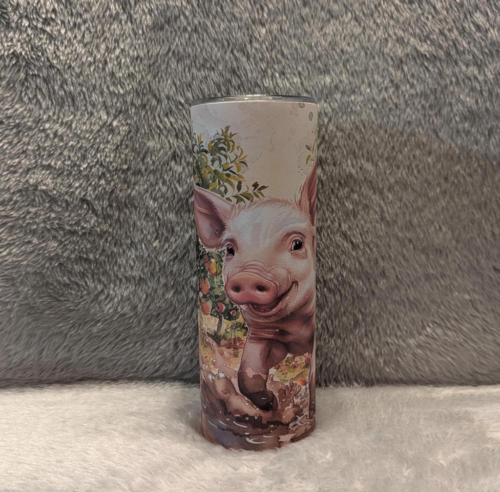 Pig In The Mud Tumbler 20oz With Reusable Straw, Can Be Personalized