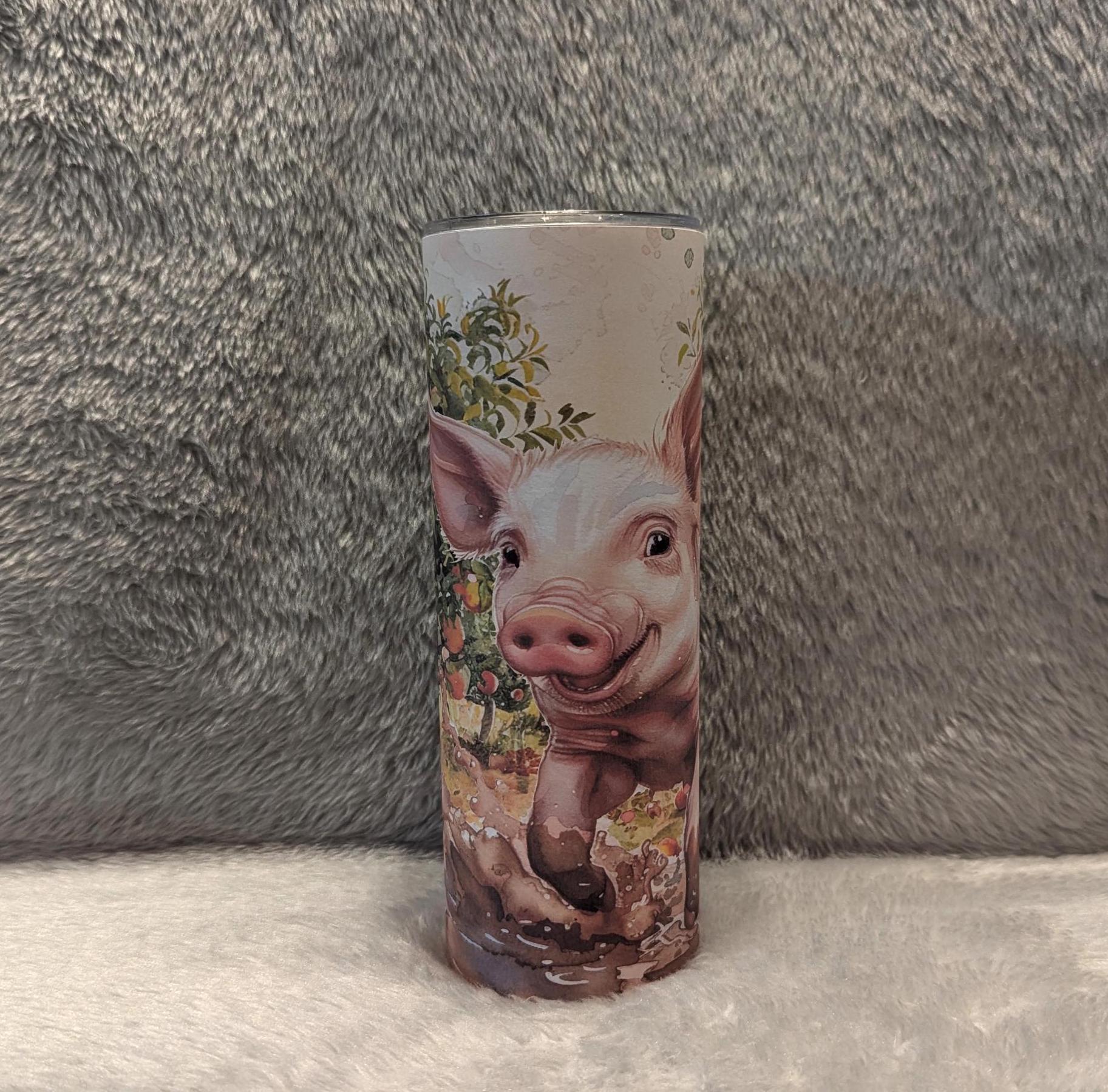 Pig In The Mud Tumbler 20oz With Reusable Straw, Can Be Personalized