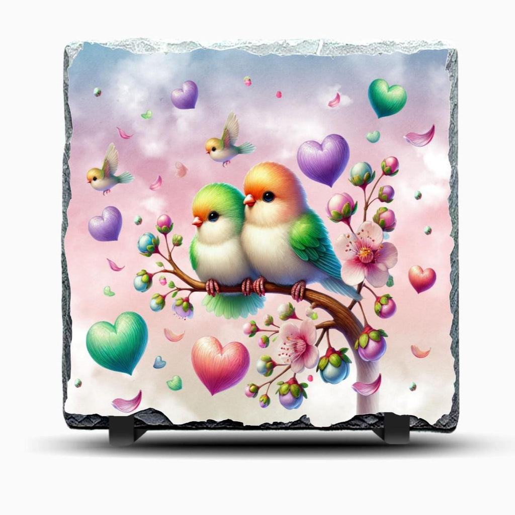 Slate Lovebirds Picture With Display Legs