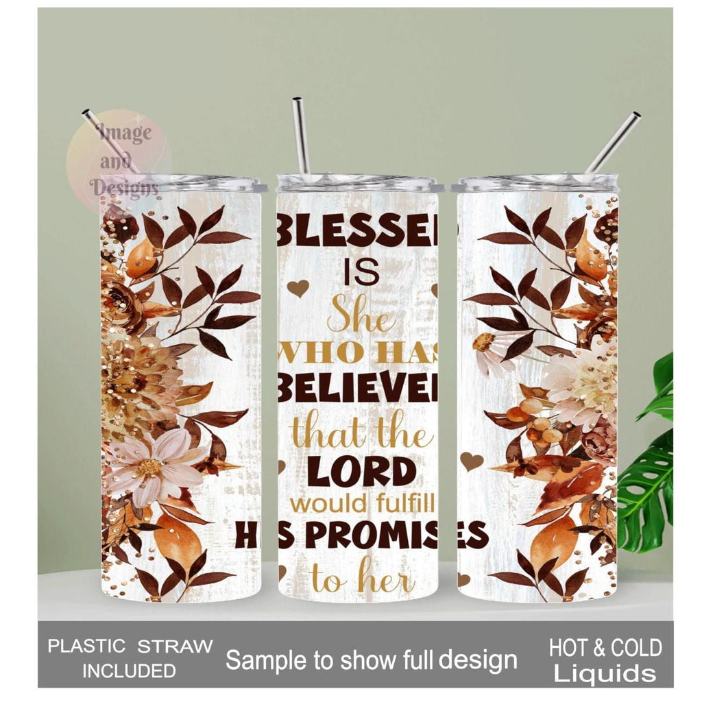 Blessed Is She Tumbler 20oz With Reusable Straw
