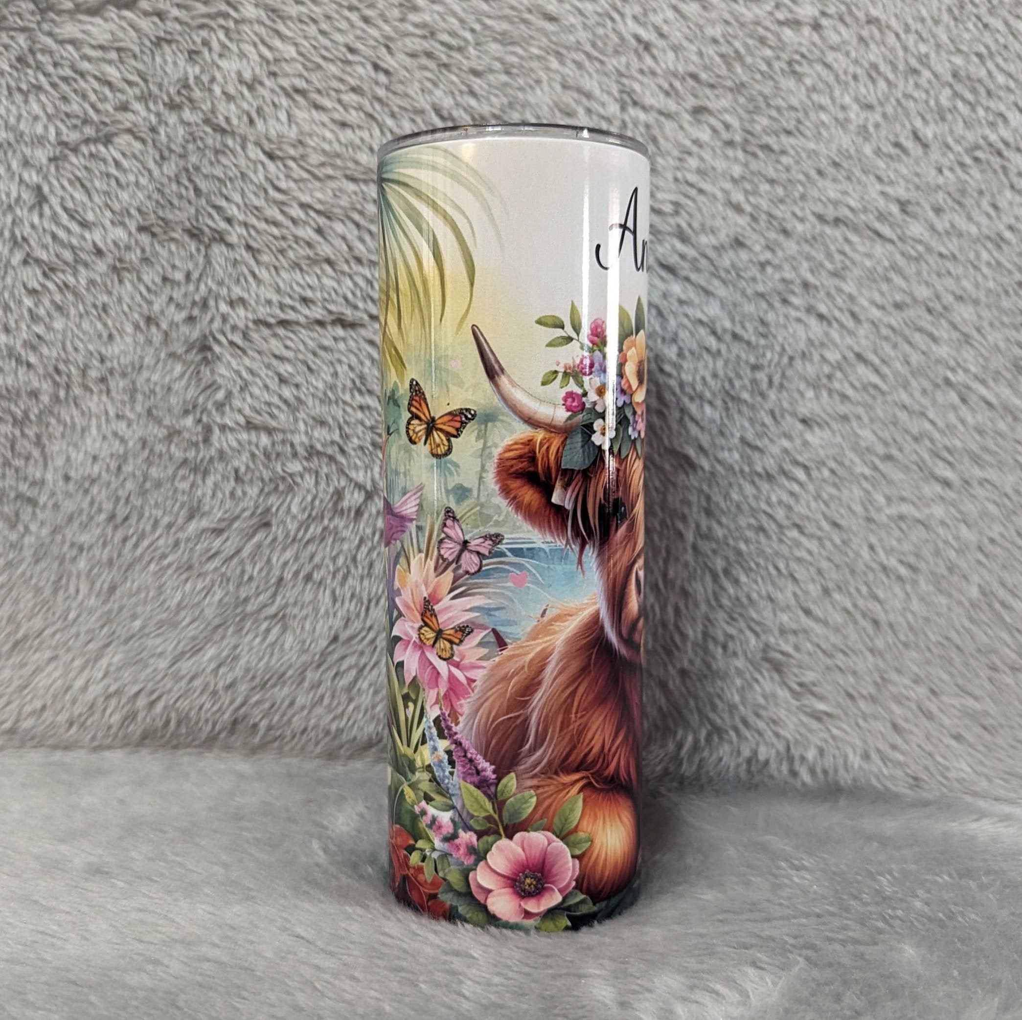 Highland Cow Tumbler 20oz With Reusable Straw, Can Be Personalized