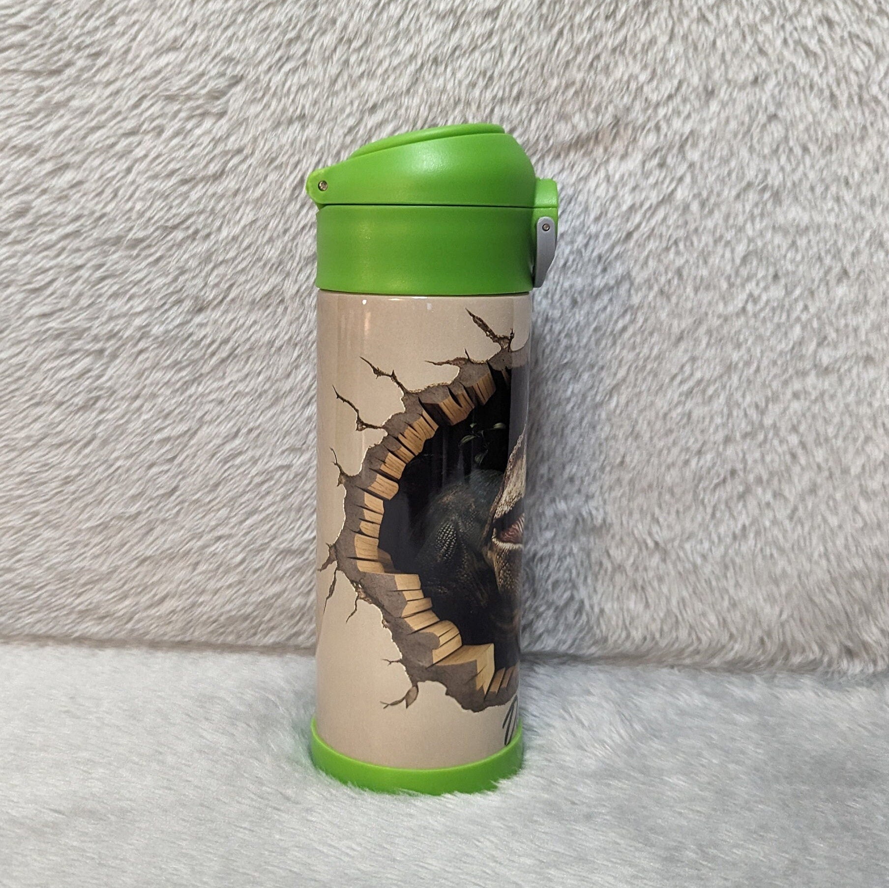 Kids Dinosaur Water Bottle 12oz With Reusable Straw Can Be Personalized